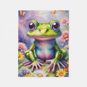 Frosch mit Blume, digitale Kunst Fleecedecke