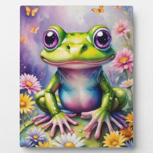 Frosch mit Blume, digitale Kunst Fotoplatte