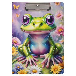 Frosch mit Blume, digitale Kunst Klemmbrett