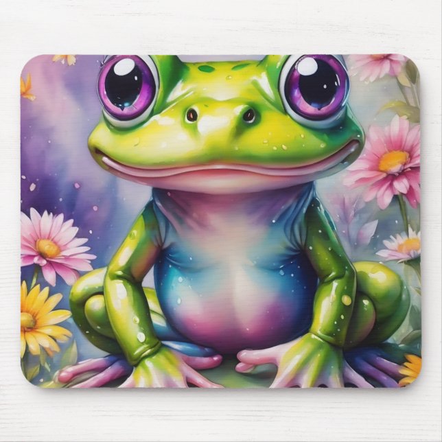 Frosch mit Blume, digitale Kunst Mousepad (Vorne)