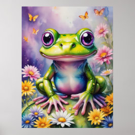 Frosch mit Blume, digitale Kunst Poster