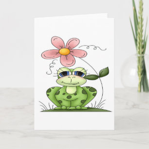 Frosch mit Blume Karte