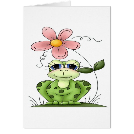 Frosch mit Blume Karte