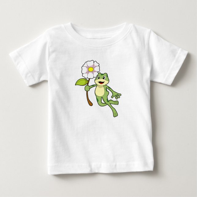 Frosch mit Blume.PNG Baby T-shirt (Vorderseite)