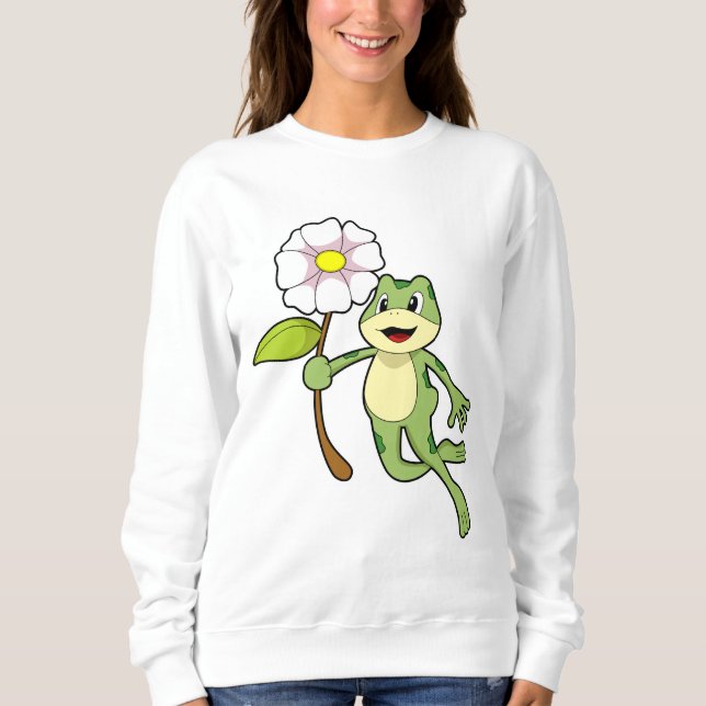 Frosch mit Blume.PNG Sweatshirt (Vorderseite)