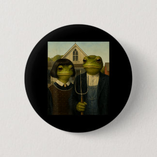 Frosch mit Bob-Frisur Amerikanischer Gothic Gen Z  Button