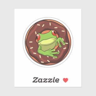 Frosch mit Donut Aufkleber