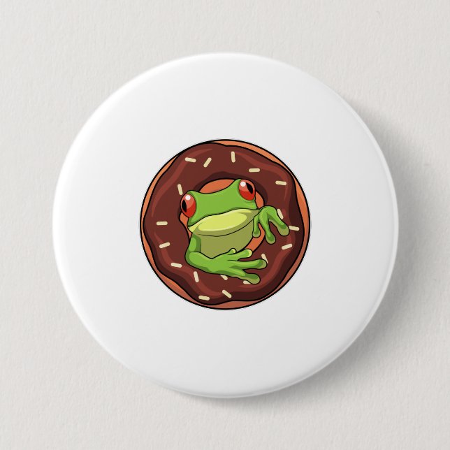 Frosch mit Donut Button (Vorderseite)