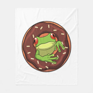 Frosch mit Donut Fleecedecke