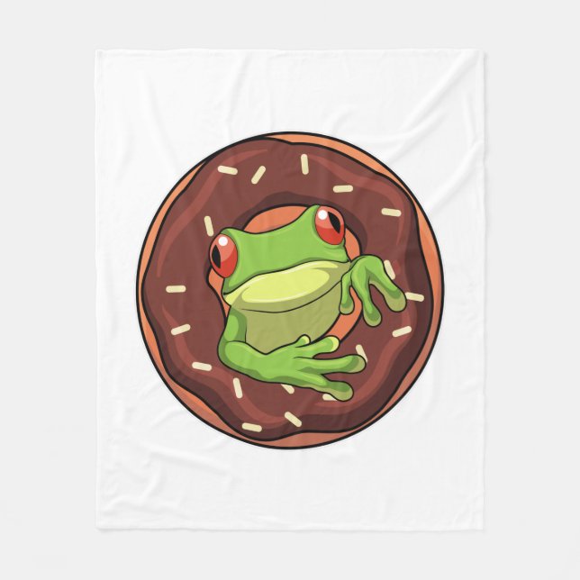 Frosch mit Donut Fleecedecke (Vorderseite)