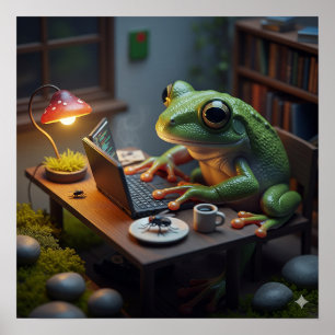 Frosch mit einem Computer Poster