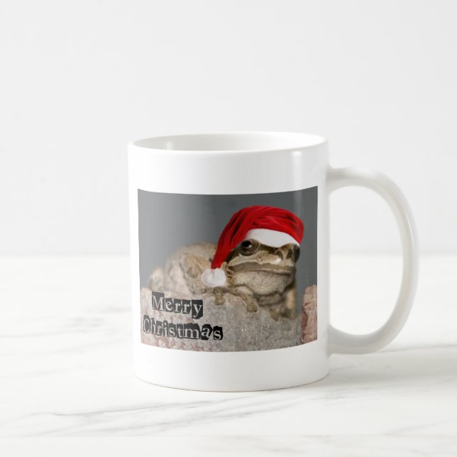 Frosch mit einer Weihnachtsmannmütze Kaffeetasse (Rechts)