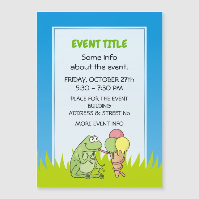 Frosch mit Eiscreme Magnetkarte (Vorderseite)