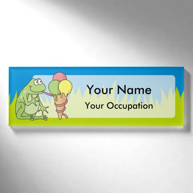 Frosch mit Eiscreme Namenschild (Vorderseite)