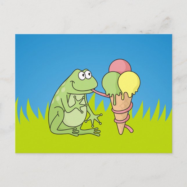 Frosch mit Eiscreme Postkarte (Vorderseite)