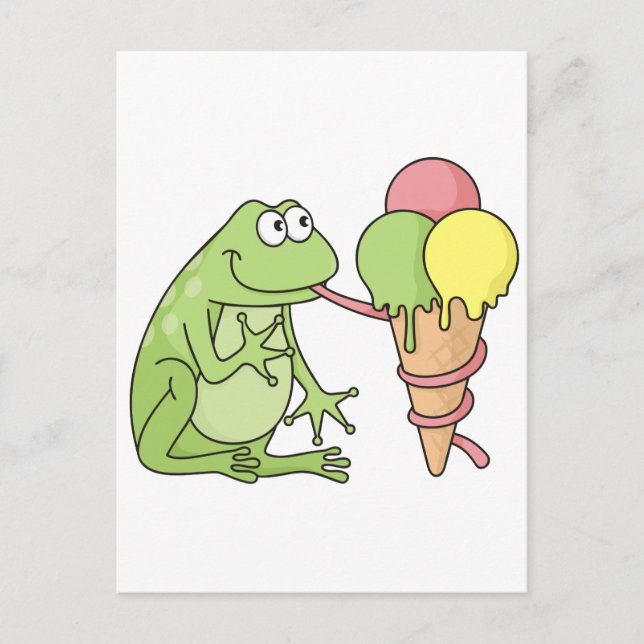 Frosch mit Eiscreme Postkarte (Vorderseite)