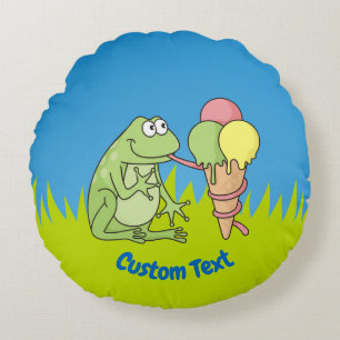 Frosch mit Eiscreme Rundkissen Rundes Kissen