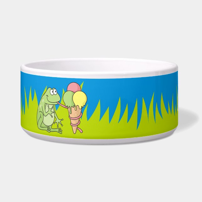 Frosch mit Eiskehlkeule Napf (Links)