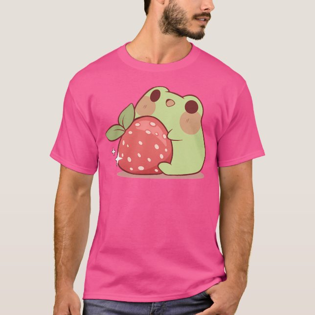 Frosch mit Erdbeere T-Shirt (Vorderseite)