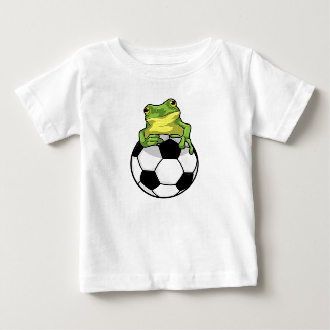 Frosch mit Fußball Baby T-shirt (Vorderseite)