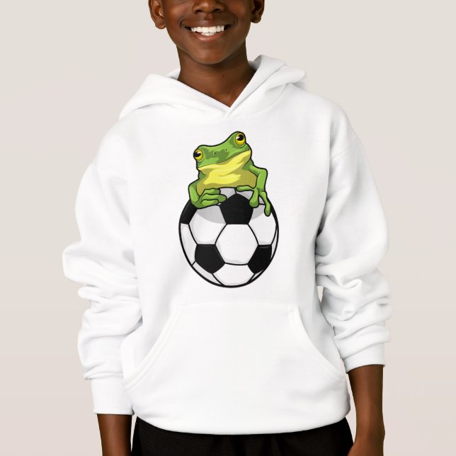 Frosch mit Fußball Hoodie (Vorderseite)
