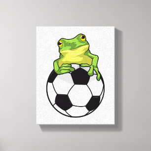 Frosch mit Fußball Leinwanddruck