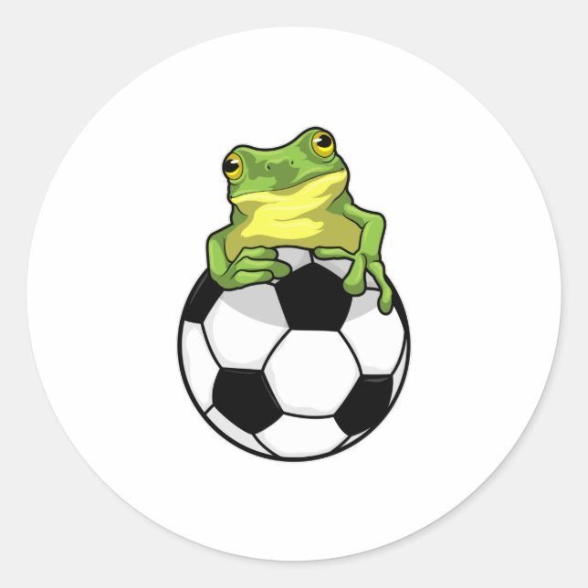Frosch mit Fußball Runder Aufkleber (Vorderseite)