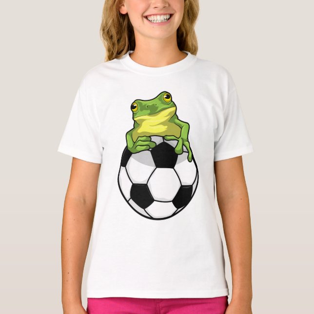 Frosch mit Fußball T-Shirt (Vorderseite)