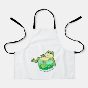 Frosch mit Glas Saft Schürze