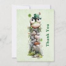 Frosch mit grünem Hut und Kleeblatt Niedlich