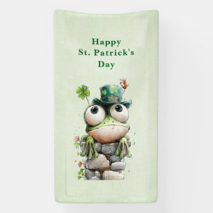 Frosch mit grünem Hut und Kleeblatt zum St. Patric Banner