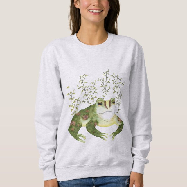 Frosch mit grüner Wasserfarbe Sweatshirt (Vorderseite)