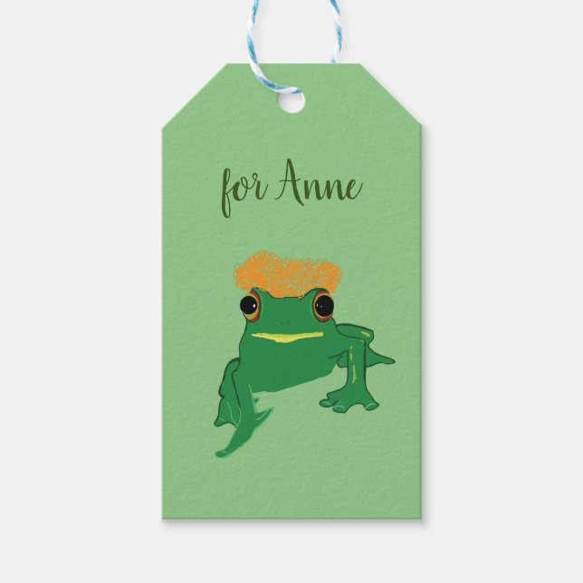 Frosch mit Haar Geschenkanhänger (Vorderseite)