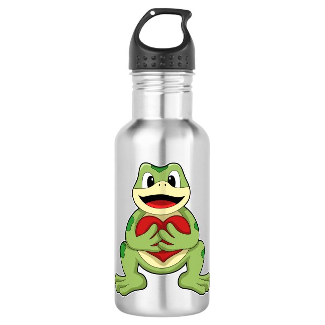 Frosch mit Herz Edelstahlflasche (Vorderseite)