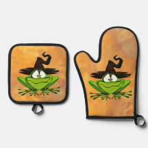 Frosch mit Hexenhut Halloween