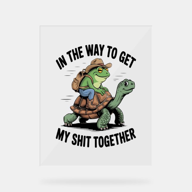 Frosch mit Hut Riding Turtle Acrylschild (Vorderseite)