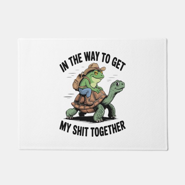 Frosch mit Hut Riding Turtle Fußmatte (Vorderseite)