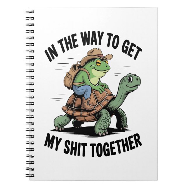 Frosch mit Hut Riding Turtle Notizblock (Vorderseite)