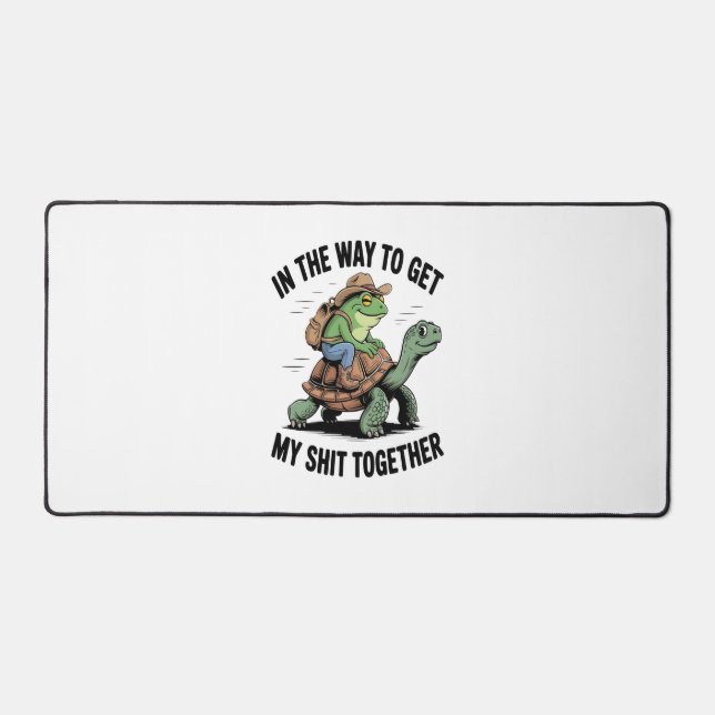 Frosch mit Hut Riding Turtle Schreibtischunterlage (Vorderseite)