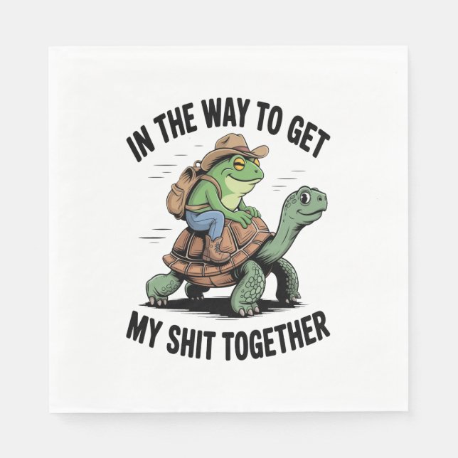 Frosch mit Hut Riding Turtle Serviette (Vorderseite)