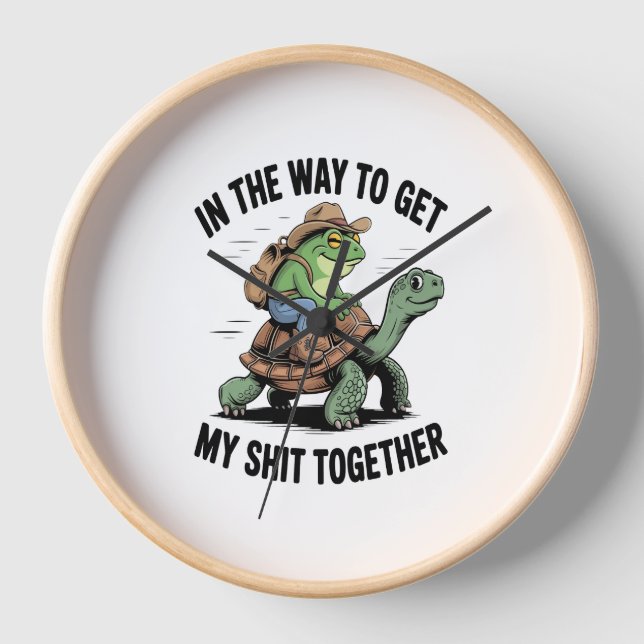 Frosch mit Hut Riding Turtle Uhr (Vorderseite)