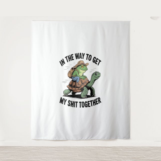 Frosch mit Hut Riding Turtle Wandteppich (Vorderseite)