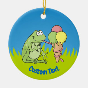 Frosch mit Icecream Keramik Ornament