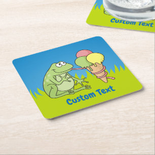 Frosch mit Icecream Square Paper Untersetzer