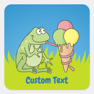 Frosch mit Icecream Square Sticker