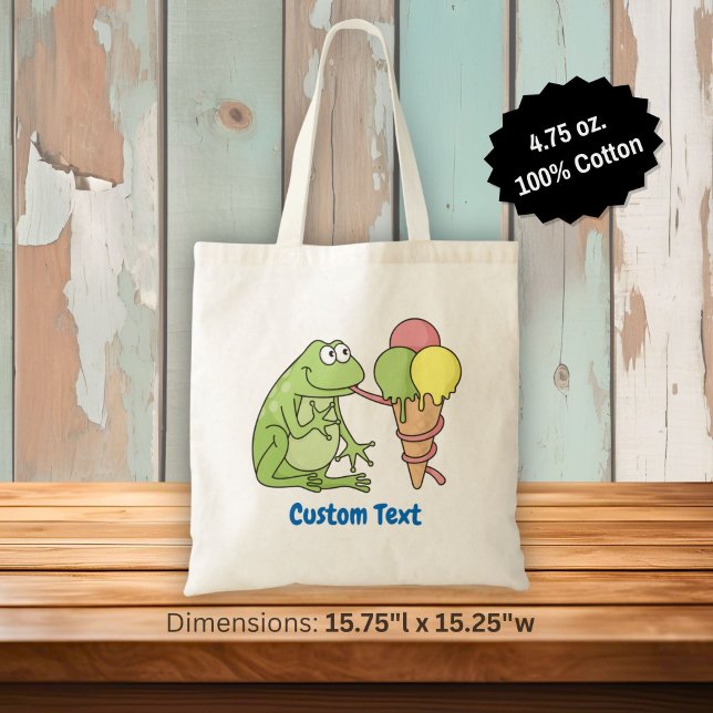 Frosch mit Icecream Tote Tag Tragetasche (Von Creator hochgeladen)