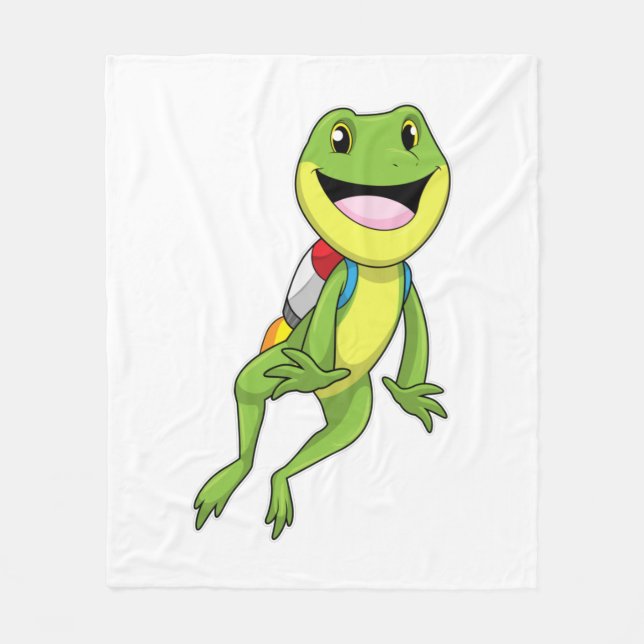 Frosch mit Jetpack Fleecedecke (Vorderseite)