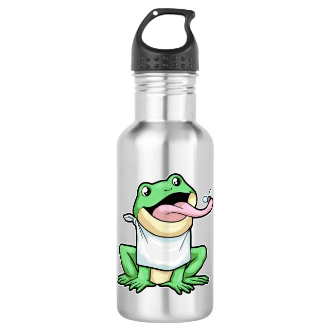 Frosch mit Käfer Edelstahlflasche (Vorderseite)