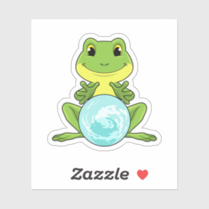 Frosch mit Kristallkugel Aufkleber