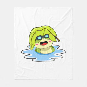 Frosch mit Leaf beim Schwimmen Fleecedecke